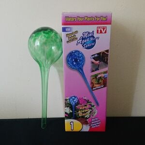 As Seen On TV Mini Aqua Watering Sphere - Green Hand-Blown Glass Plant Globe